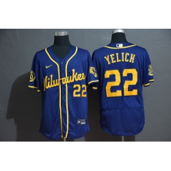 Brewers 22 Christian Yelich Royal Nike 2020 Flexbase Jersey