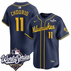 Men Milwaukee Brewers  11 Jackson Chourio Navy 2026 World Series Alternate Limited Stitched Baseball Jersey
