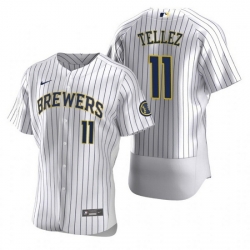 Men Milwaukee Brewers 11 Rowdy Tellez White Flex Base Stitched MLB Jerse