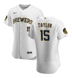 Men Milwaukee Brewers 15 Tyrone Taylor Men Nike White Home 2020 Flex Base Player MLB Jersey