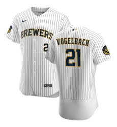 Men Milwaukee Brewers 21 Daniel Vogelbach Men Nike White Home 2020 Flex Base Player MLB Jersey