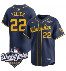Men Milwaukee Brewers  22 Christian Yelich Navy 2026 World Series Alternate Limited Stitched Baseball Jersey