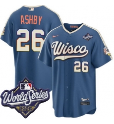 Men Milwaukee Brewers 26 Aaron Ashby Nike 2026 World Series Stitched Baseball Jersey Men Milwaukee Brewers 26 Aaron Ashby Nike 2026 World Series Stitched Baseball Jersey