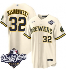 Men Milwaukee Brewers 32 Jacob Misiorowski Cream 2026 World Series Stitched Baseball Jersey Men Milwaukee Brewers 32 Jacob Misiorowski Cream 2026 World Series Stitched Baseball Jersey