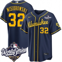 Men Milwaukee Brewers  32 Jacob Misiorowski Navy 2026 World Series Stitched Baseball Jersey