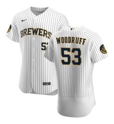 Men Milwaukee Brewers 53 Brandon Woodruff Men Nike White Home 2020 Flex Base Player MLB Jersey