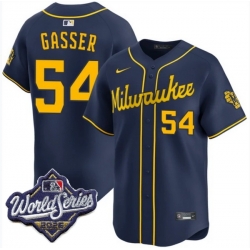 Men Milwaukee Brewers 54 robert gasser Navy 2026 World Series Stitched Baseball Jersey