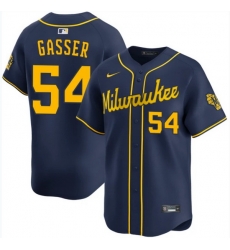Men Milwaukee Brewers 54 robert gasser Navy Stitched Baseball Jersey Men Milwaukee Brewers 54 robert gasser Navy Stitched Baseball Jersey