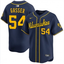 Men Milwaukee Brewers 54 robert gasser Navy Stitched Baseball Jersey
