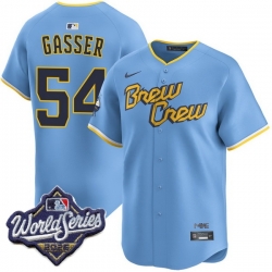 Men Milwaukee Brewers 54 robert gasser Powder Blue City Connect Limited 2026 World Series Stitched Baseball Jersey