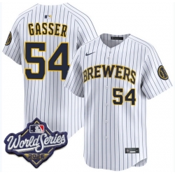 Men Milwaukee Brewers 54 robert gasser White 2026 World Series Stitched Baseball Jersey