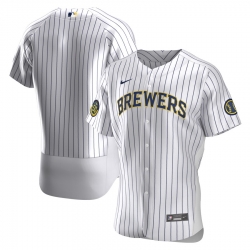 Men Milwaukee Brewers Men Nike White Home 2020 Flex Base Team MLB Jersey