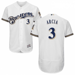 Mens Majestic Milwaukee Brewers 3 Orlando Arcia White Flexbase Authentic Collection MLB Jersey