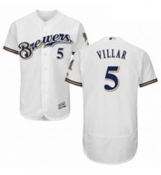 Mens Majestic Milwaukee Brewers 5 Jonathan Villar White Flexbase Authentic Collection MLB Jersey