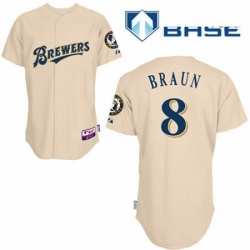 Mens Majestic Milwaukee Brewers 8 Ryan Braun Authentic Cream YOUniform Cool Base MLB Jersey