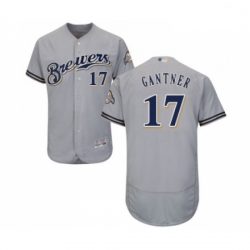 Mens Milwaukee Brewers 17 Jim Gantner Grey Road Flex Base Authentic Collection Baseball Jersey