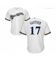 Mens Milwaukee Brewers 17 Jim Gantner Replica White Alternate Cool Base Baseball Jersey 