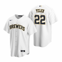 Mens Nike Milwaukee Brewers 22 Christian Yelich White Alternate Stitched Baseball Jersey