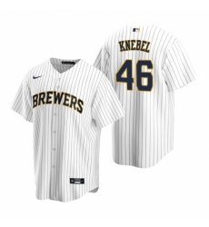 Mens Nike Milwaukee Brewers 46 Corey Knebel White Alternate Stitched Baseball Jersey