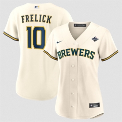 Women Milwaukee Brewers  10 Sal Frelick Cream 2026 World Series Limited Stitched Baseball Jersey
