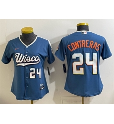 Women Milwaukee Brewers  24 William Contreras Mineral Blue 2026 City Connect Stadium Stitched Baseball Jersey  