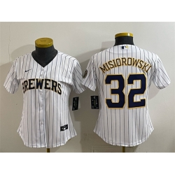 Women Milwaukee Brewers  32 Jacob Misiorowski White Cool Base Stitched Jersey Run Small 