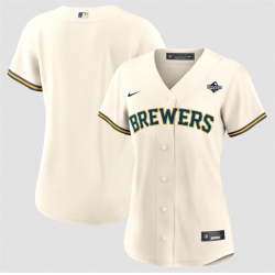Women Milwaukee Brewers Blank Cream 2026 World Series Limited Stitched Baseball Jersey