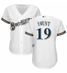 Womens Majestic Milwaukee Brewers 19 Robin Yount Authentic White Home Cool Base MLB Jersey