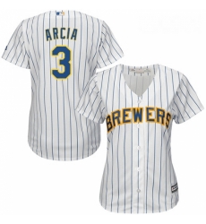 Womens Majestic Milwaukee Brewers 3 Orlando Arcia Replica White Alternate Cool Base MLB Jersey