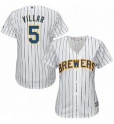 Womens Majestic Milwaukee Brewers 5 Jonathan Villar Replica White Alternate Cool Base MLB Jersey