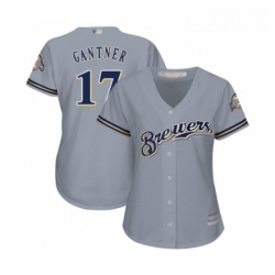 Womens Milwaukee Brewers 17 Jim Gantner Replica Grey Road Cool Base Baseball Jersey 