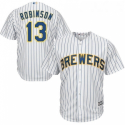 Youth Majestic Milwaukee Brewers 13 Glenn Robinson Authentic White Alternate Cool Base MLB Jersey