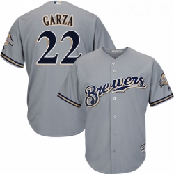 Youth Majestic Milwaukee Brewers 22 Matt Garza Authentic Grey Road Cool Base MLB Jersey