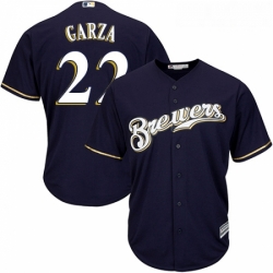 Youth Majestic Milwaukee Brewers 22 Matt Garza Replica Navy Blue Alternate Cool Base MLB Jersey