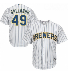 Youth Majestic Milwaukee Brewers 49 Yovani Gallardo Authentic White Alternate Cool Base MLB Jersey 