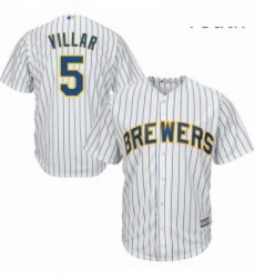 Youth Majestic Milwaukee Brewers 5 Jonathan Villar Authentic White Alternate Cool Base MLB Jersey