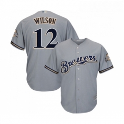 Youth Milwaukee Brewers 12 Alex Wilson Replica Grey Road Cool Base Baseball Jersey 