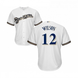 Youth Milwaukee Brewers 12 Alex Wilson Replica White Alternate Cool Base Baseball Jersey 