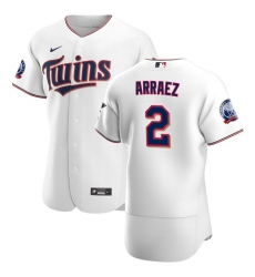 Men Minnesota Twins 2 Luis Arraez Men Nike White Home 2020 60th Season Flex Base Team MLB Jersey