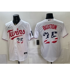 Men Minnesota Twins  25 Byron Buxton White 2026 USA 250 Fourth of July Stitched Baseball Jersey