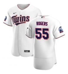 Men Minnesota Twins 55 Taylor Rogers Men Nike White Home 2020 60th Season Flex Base Team MLB Jersey