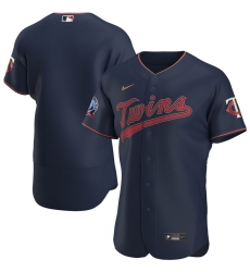 Men Minnesota Twins Men Nike Navy Alternate 2020 60th Season Flex Base Team Logo MLB Jersey