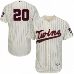 Mens Majestic Minnesota Twins 20 Eddie Rosario Authentic Cream Alternate Flex Base Authentic Collection MLB Jersey