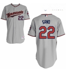 Mens Majestic Minnesota Twins 22 Miguel Sano Replica Grey Road Cool Base MLB Jersey