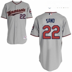 Mens Majestic Minnesota Twins 22 Miguel Sano Replica Grey Road Cool Base MLB Jersey