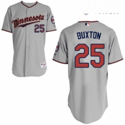 Mens Majestic Minnesota Twins 25 Byron Buxton Replica Grey Road Cool Base MLB Jersey