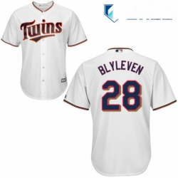 Mens Majestic Minnesota Twins 28 Bert Blyleven Replica White Home Cool Base MLB Jersey