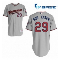 Mens Majestic Minnesota Twins 29 Rod Carew Replica Grey Road Cool Base MLB Jersey