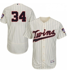 Mens Majestic Minnesota Twins 34 Kirby Puckett Authentic Cream Alternate Flex Base Authentic Collection MLB Jersey