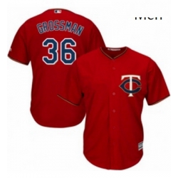 Mens Majestic Minnesota Twins 36 Robbie Grossman Replica Scarlet Alternate Cool Base MLB Jersey 